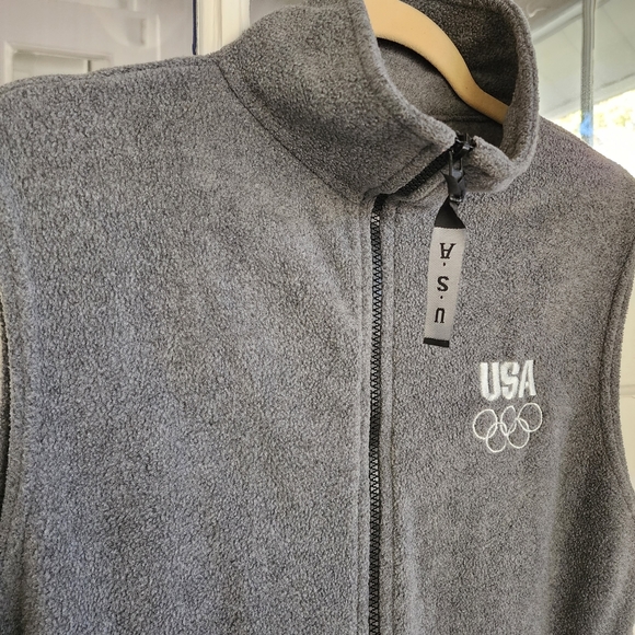 USA Olympic Committee Gray Fleece Zip Up Vest, Sz M - Picture 3 of 8